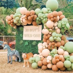 Safari Balloon Garland Baby Shower Arch Kit Sage Green Wild One Double Layer And Dark Brown Jungle Coffee Tan Holiday For Par...