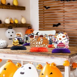 9 Pieces Halloween Birthday Honeycomb Centerpieces Decorations Halloween Birthday Party Table Decorations Cute Zombie Ghost P...