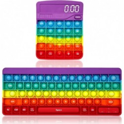 Push Pop Bubble Fidget Sensory Toys Pack Keyboard and Calculator Design with Letters and Numbers Rainbow Silicone Anxiety & S...