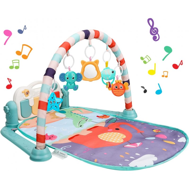 Baby Gym Play Mat Kick and Play Piano Tummy Time Gym Mat Musical Piano Activity Playmat for Baby Girl & Boy 0 to 3 6 9 12 Mon...