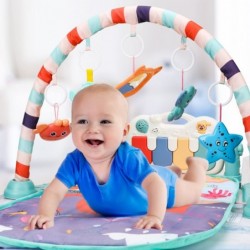 Baby Gym Play Mat Kick and Play Piano Tummy Time Gym Mat Musical Piano Activity Playmat for Baby Girl & Boy 0 to 3 6 9 12 Mon...