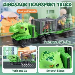 DIY Building Dinosaur Toys for Kids Take Apart Dinosaur Transport Truck with Playmat 2 Dinosaur Toy 4 Dino Figures 2 Tools Di...