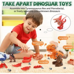 DIY Building Dinosaur Toys for Kids Take Apart Dinosaur Transport Truck with Playmat 2 Dinosaur Toy 4 Dino Figures 2 Tools Di...