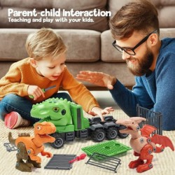 DIY Building Dinosaur Toys for Kids Take Apart Dinosaur Transport Truck with Playmat 2 Dinosaur Toy 4 Dino Figures 2 Tools Di...