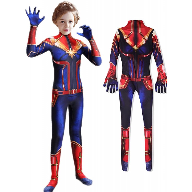 Girls Halloween Costumes Captain Cosplay Bodysuit for Kids 3D Jumpsuit Party Costume $29.87 Kids' Costumes