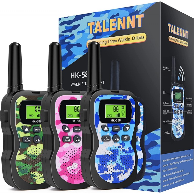 Walkie Talkies for Kids 3 Pack Toys for 5 6 7 8 9 10 Year Old Boys Girls Range Up to 3 KM Kids Walkie Talkies Best Christmas ...