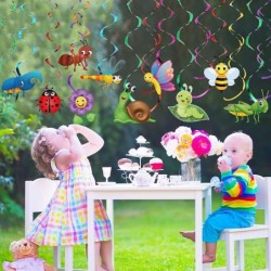 30 Pieces Spring Summer Insects Hanging Swirl Decorations Butterfly Sunflower Bug Birthday Party Ceiling Decorations for Girl...