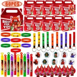 60Pcs Red Panda Birthday Party Favors Gift for Kids Cartoon Turning Movie Supplies for Girls Boys 10Pack Bubbles Wristbands K...