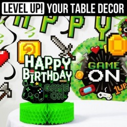 Game On! Birthday Party Decorations - 4-Pack Double Sided Gaming Birthday Table Centerpieces - 12" Tall Video Game Birthday D...