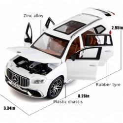 1/24 Benz GLS63 AMG Model Car Zinc Alloy Diecast Toy Car Pull Back with Light and Sound Toy Vehicle Door Can Be Opened (White...