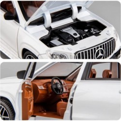 1/24 Benz GLS63 AMG Model Car Zinc Alloy Diecast Toy Car Pull Back with Light and Sound Toy Vehicle Door Can Be Opened (White...