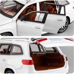 1/24 Benz GLS63 AMG Model Car Zinc Alloy Diecast Toy Car Pull Back with Light and Sound Toy Vehicle Door Can Be Opened (White...