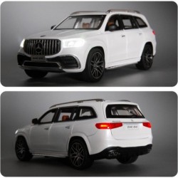 1/24 Benz GLS63 AMG Model Car Zinc Alloy Diecast Toy Car Pull Back with Light and Sound Toy Vehicle Door Can Be Opened (White...