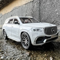 1/24 Benz GLS63 AMG Model Car Zinc Alloy Diecast Toy Car Pull Back with Light and Sound Toy Vehicle Door Can Be Opened (White...