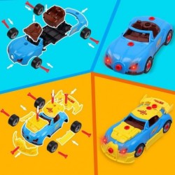 Take Apart Racing Car Toys - Build Your Own Assembly Vehicle with 30 Piece Constructions Set and Working Electric Drill - Eng...