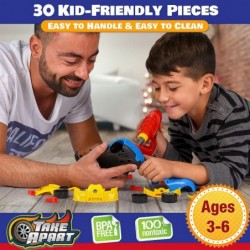 Take Apart Racing Car Toys - Build Your Own Assembly Vehicle with 30 Piece Constructions Set and Working Electric Drill - Eng...