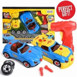 Take Apart Racing Car Toys - Build Your Own Assembly Vehicle with 30 Piece Constructions Set and Working Electric Drill - Eng...