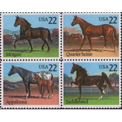 AMERICAN HORSES 2158a Block of 4 x 22Ã‚¢ US Postage Stamps by U.S. Mail $15.22 Collectibles Display & Storage