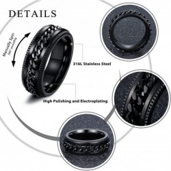 8Pcs Fidget Rings for Anxiety Teens Men Women Black Stainles Steel Spinning Rings 8mm 6mm Wide Spinner Anti Anxiety Band Ring...