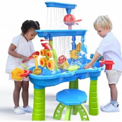 Kids Sand Water Table for Toddlers 3-Tier Sand Table and Water Play Table Kids Beach Toys Activity Sensory Play Table Outdoor...