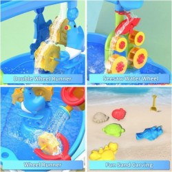 Kids Sand Water Table for Toddlers 3-Tier Sand Table and Water Play Table Kids Beach Toys Activity Sensory Play Table Outdoor...