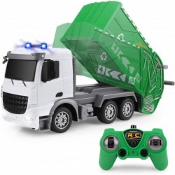 Remote Control Garbage Truck Toys 1/24 Scale 6 Channel RC Waste Management Garbage Truck Toy with Trash Bin Real Lights 2.4Gh...