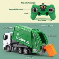 Remote Control Garbage Truck Toys 1/24 Scale 6 Channel RC Waste Management Garbage Truck Toy with Trash Bin Real Lights 2.4Gh...