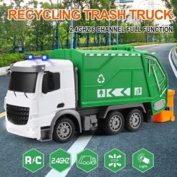 Remote Control Garbage Truck Toys 1/24 Scale 6 Channel RC Waste Management Garbage Truck Toy with Trash Bin Real Lights 2.4Gh...