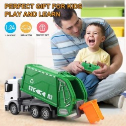 Remote Control Garbage Truck Toys 1/24 Scale 6 Channel RC Waste Management Garbage Truck Toy with Trash Bin Real Lights 2.4Gh...