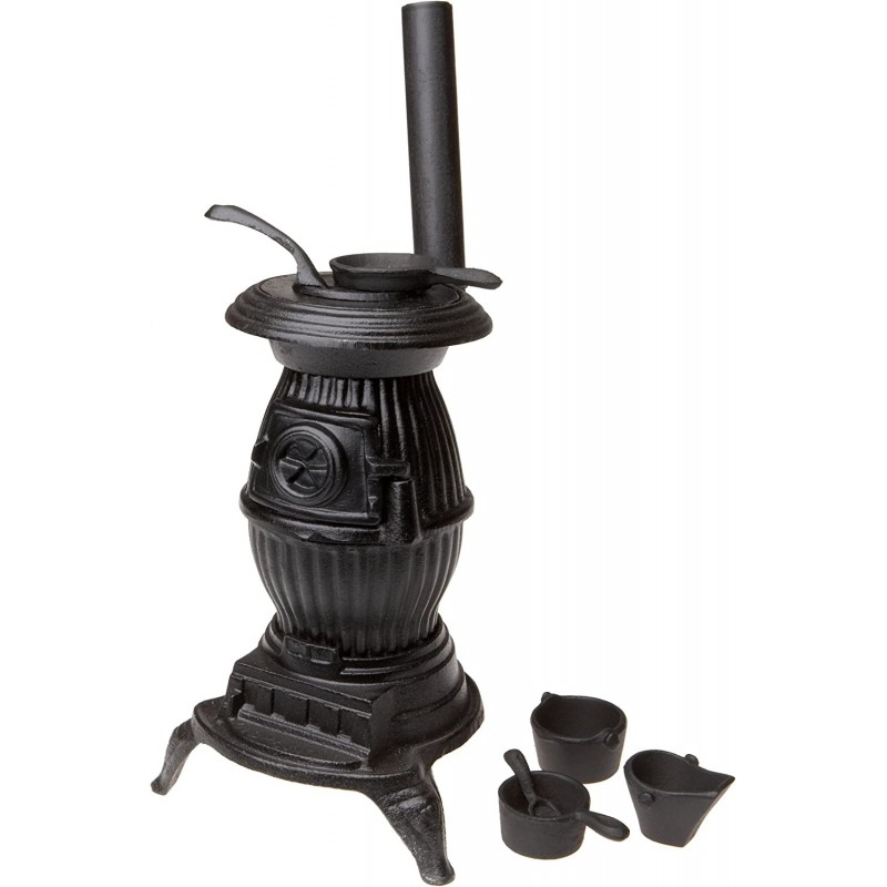 Black Mini Pot Belly Stove Set with Accessories 13 Inch Tall $91.48 Dollhouse Accessories