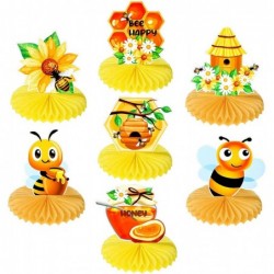 Honey Bee Party Decorations 7 PCS Bumble Bee Honeycomb Centerpieces Table Centerpieces with 50 PCS Bee Stickers for Bee Baby ...