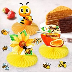 Honey Bee Party Decorations 7 PCS Bumble Bee Honeycomb Centerpieces Table Centerpieces with 50 PCS Bee Stickers for Bee Baby ...