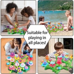 Flower Garden Building Toys Girl Toys Build a Garden 130 PCS Flower Pretend Gardening Gift for Kids Floral Arrangement Playse...