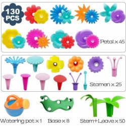 Flower Garden Building Toys Girl Toys Build a Garden 130 PCS Flower Pretend Gardening Gift for Kids Floral Arrangement Playse...