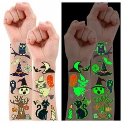 250 Styles Glow Halloween Party Supplies Luminous Halloween Temporary Tattoos for Kids Birthday Party Decorations Favors Hall...