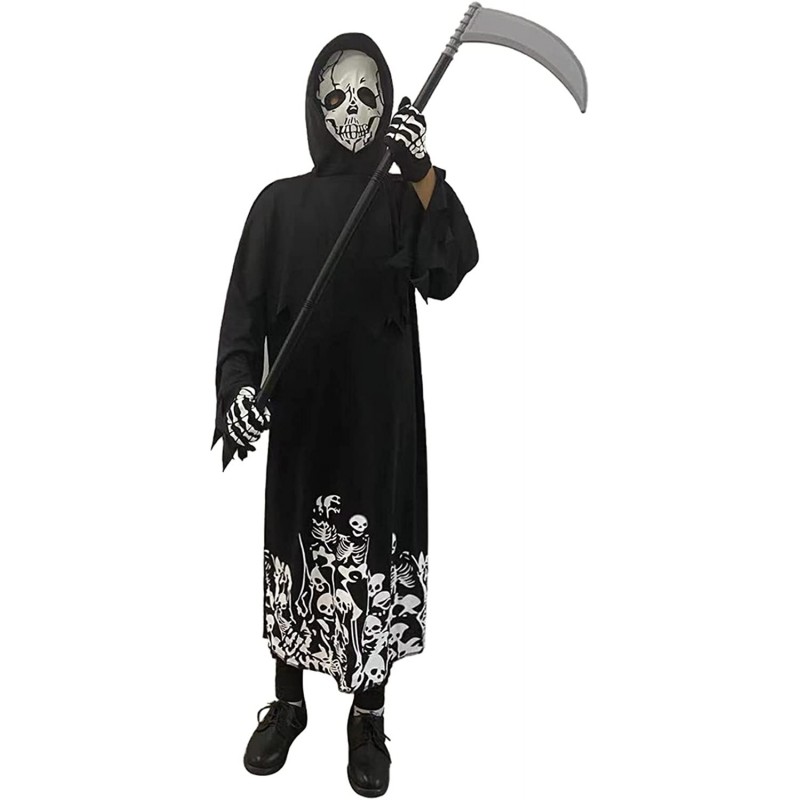 Halloween Costume Cosplay Horror Skeleton Black Robe with Glow in The Dark Halloween Child Costume $37.64 Kids' Costumes