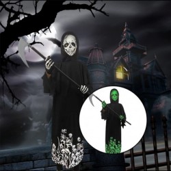 Halloween Costume Cosplay Horror Skeleton Black Robe with Glow in The Dark Halloween Child Costume $37.64 Kids' Costumes