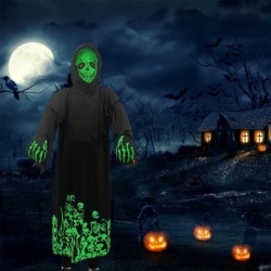 Halloween Costume Cosplay Horror Skeleton Black Robe with Glow in The Dark Halloween Child Costume $37.64 Kids' Costumes