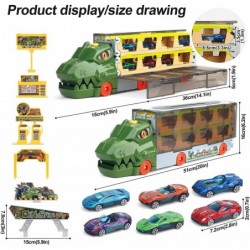 Dinosaur Cars Toys with 81.5inch Dino Track Carrier Transport Dinosaur Truck with 6pcs Die-cast Cars Toys for Kids 3 4 5 6 Pa...