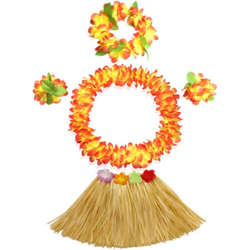 40cm Grass Skirt with Flowers Bracelets Headband Necklace Hula Set $23.51 Kids' Dress-Up Accessories