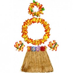 40cm Grass Skirt with Flowers Bracelets Headband Necklace Hula Set $23.51 Kids' Dress-Up Accessories