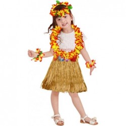 40cm Grass Skirt with Flowers Bracelets Headband Necklace Hula Set $23.51 Kids' Dress-Up Accessories