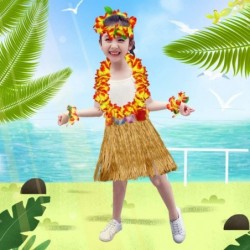 40cm Grass Skirt with Flowers Bracelets Headband Necklace Hula Set $23.51 Kids' Dress-Up Accessories