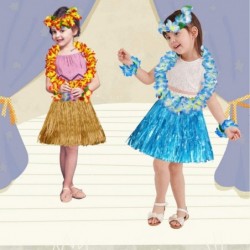 40cm Grass Skirt with Flowers Bracelets Headband Necklace Hula Set $23.51 Kids' Dress-Up Accessories