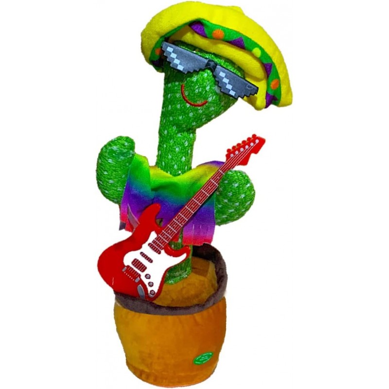 gd-TechA Dancing Cactus Toy TikTok Singing Toy Lighted Toy Electronic Repeating Voice for Kids Cactus Plant Plush Pets Wriggl...