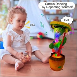 gd-TechA Dancing Cactus Toy TikTok Singing Toy Lighted Toy Electronic Repeating Voice for Kids Cactus Plant Plush Pets Wriggl...