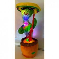 gd-TechA Dancing Cactus Toy TikTok Singing Toy Lighted Toy Electronic Repeating Voice for Kids Cactus Plant Plush Pets Wriggl...