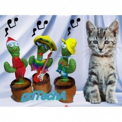 gd-TechA Dancing Cactus Toy TikTok Singing Toy Lighted Toy Electronic Repeating Voice for Kids Cactus Plant Plush Pets Wriggl...