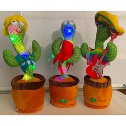 gd-TechA Dancing Cactus Toy TikTok Singing Toy Lighted Toy Electronic Repeating Voice for Kids Cactus Plant Plush Pets Wriggl...