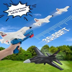 2 Pack Airplane Launcher Toys 13.5" F-16 Foam Airplane 2 Ways to Play Catapult Plane Toy for Boys Outdoor Flying Toy Christma...